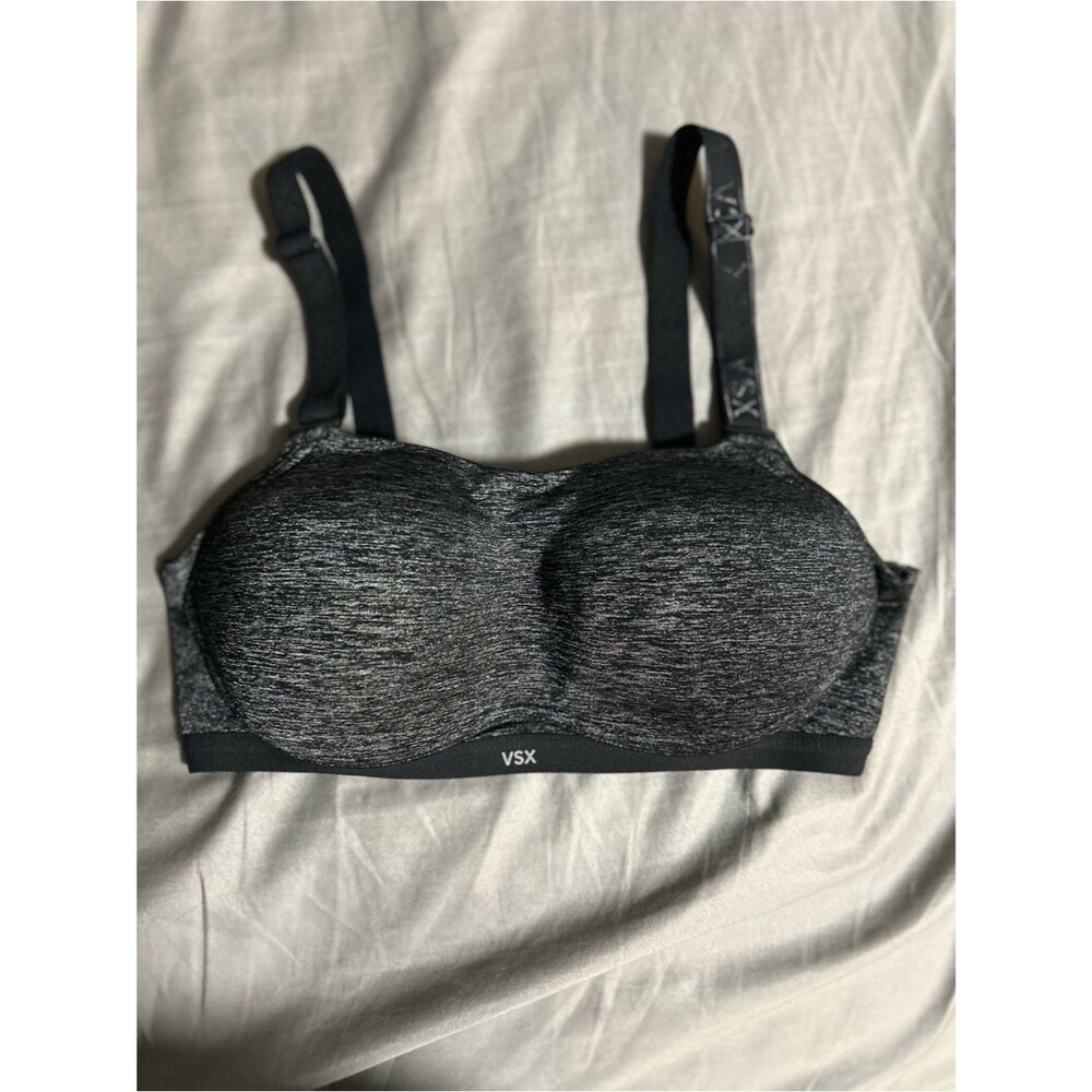 Victoria’s Secret Black Heathered Molded Sports Bra Size 32C